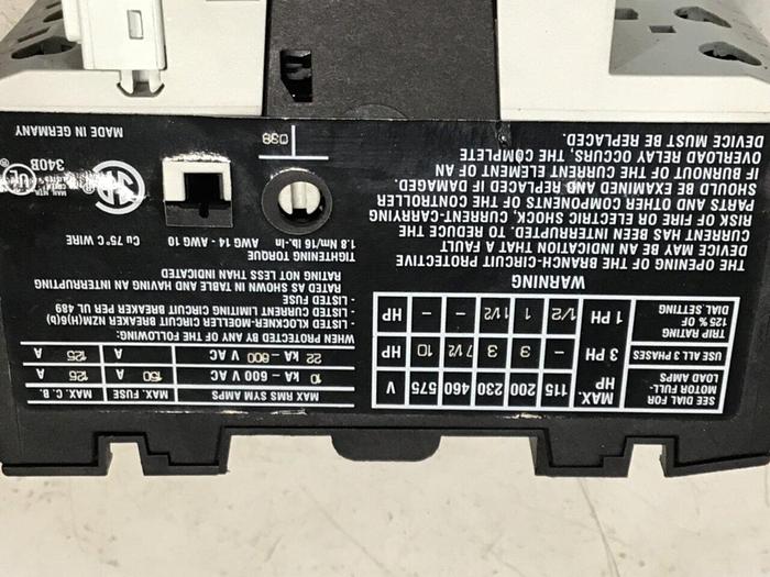 Used MOELLER Motor Protector Circuit Breaker PKZM0-10 #128855