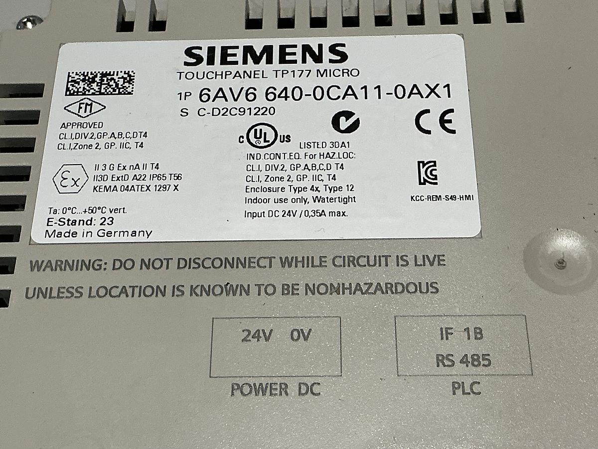 Used SIEMENS 6AV6 640-0CA11-0AX1