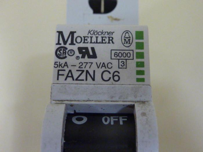 Used KLOCKNER MOELLER Circuit Breaker FAZNC6 #47602