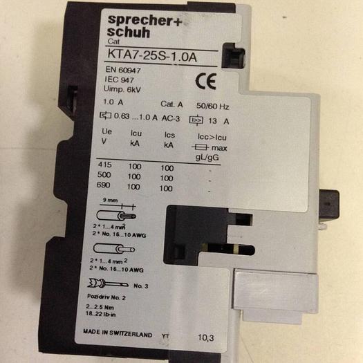 Used SPRECHER & SCHUH Contactor KTA7-25S-1.0A #84576