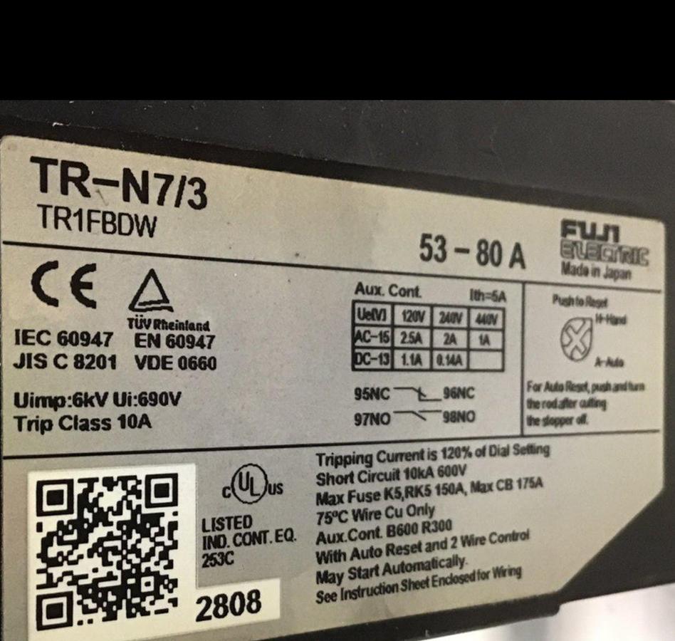 Used FUJI ELECTRIC Contactor SC-N7 SC1FBAA USED