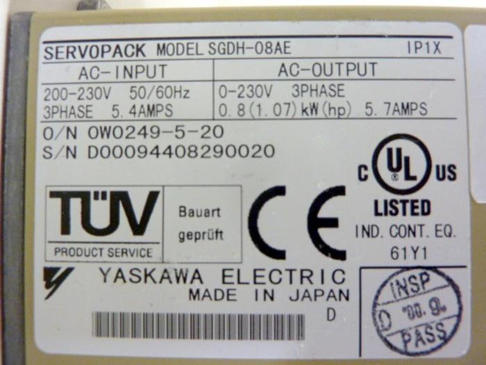 Used YASKAWA ELECTRIC Servo Amplifier  SGDH-08AE Used