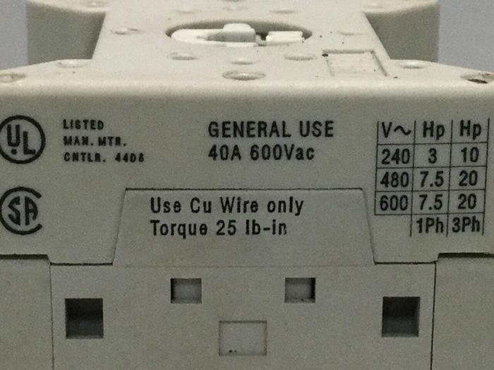 Used ALLEN BRADLEY Disconnect Switch 194E-E40-1753 SER B #104963