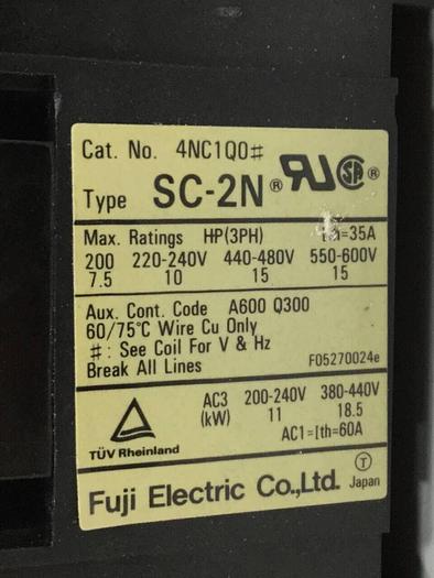 Used FUJI ELECTRIC Contactor SC-2N 4NC1Q0 #97900