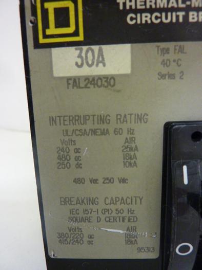 Used SQUARE D 30 Amp Circuit Breaker FAL24030 #46740