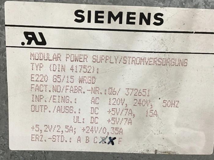 Used SIEMENS Modular Power Supply E220G5/15WRGD #137069