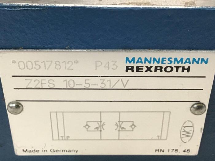 Used MANNESMANN REXROTH Valve Z2FS10531V #115818