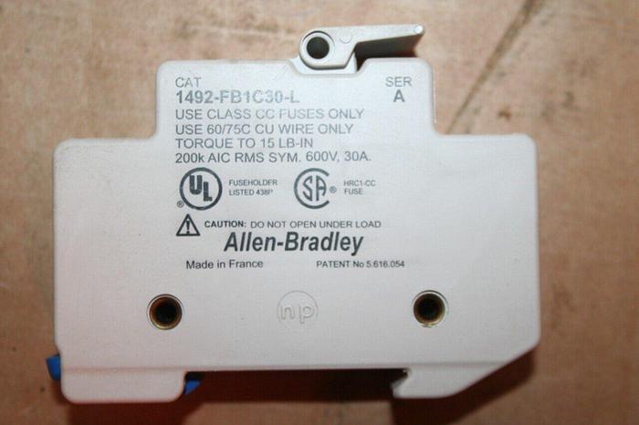 Used ALLEN BRADLEY 30 Amp Fuse Holder 1492-FB1C30-L SER B #76066