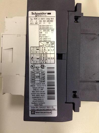 Used SCHNEIDER ELECTRIC Contactor LC1D25 #86857