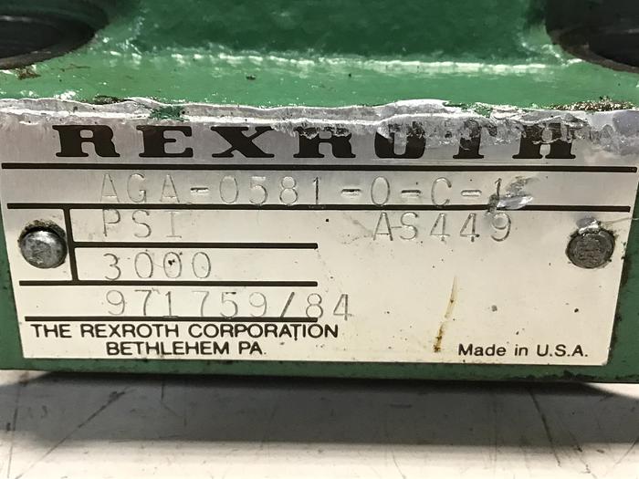 Used REXROTH AGA-0581-0-C-1 Valve Used #143989