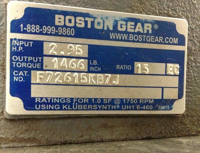 Used BOSTON GEAR Gear Reducer F72615KB7J USED