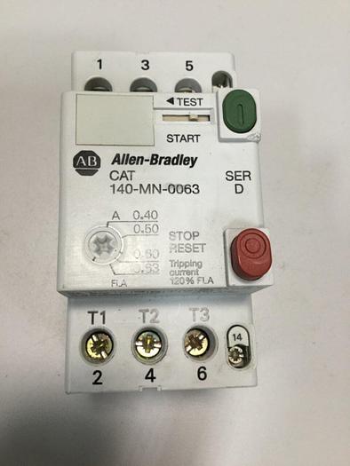 Used ALLEN BRADLEY Manual Motor Starter 140-MN-0063 SER D #101828
