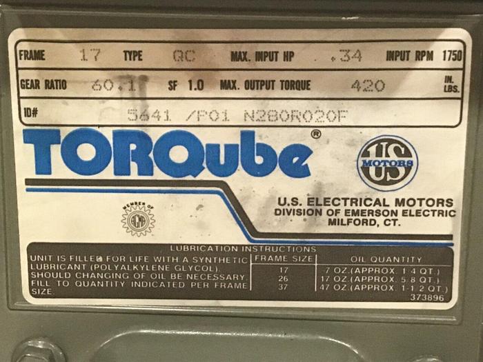 Used US MOTORS Gear BoxReducer 5641 P01 #124508