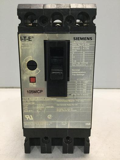Used SIEMENS 100 Amp Circuit Breaker ED63A100 USED