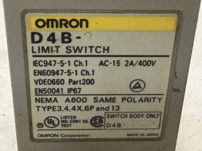 Used OMRON Limit Switch D4B-2115N-R #121529