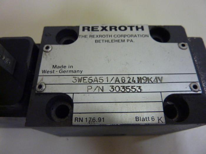 Used REXROTH Valve 3WE6A51A624N9K4V #65837