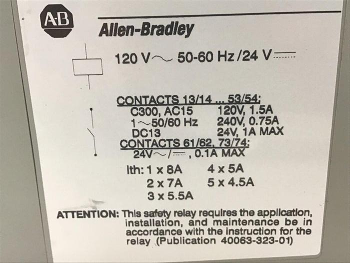 Used ALLEN BRADLEY Safety Relay 700-ZBR520AZ1 SER A Used