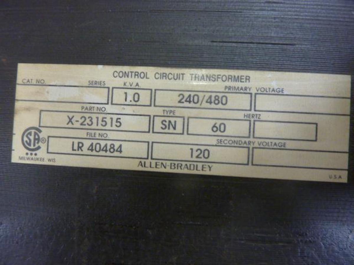 Used ALLEN BRADLEY 1 kVA Transformer 1497-N37 SER A Used