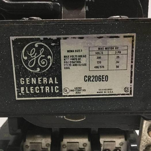 Used GENERAL ELECTRIC (G.E.) Motor Starter Size 3 CR206E0 #94146