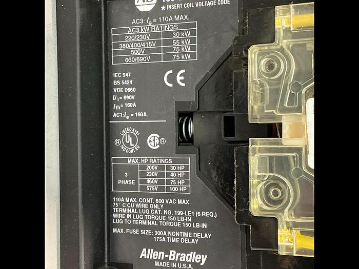 Used ALLEN BRADLEY 100-B110N*3