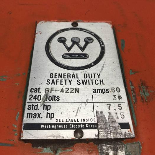 Used WESTINGHOUSE Safety Switch GF-422N #97280