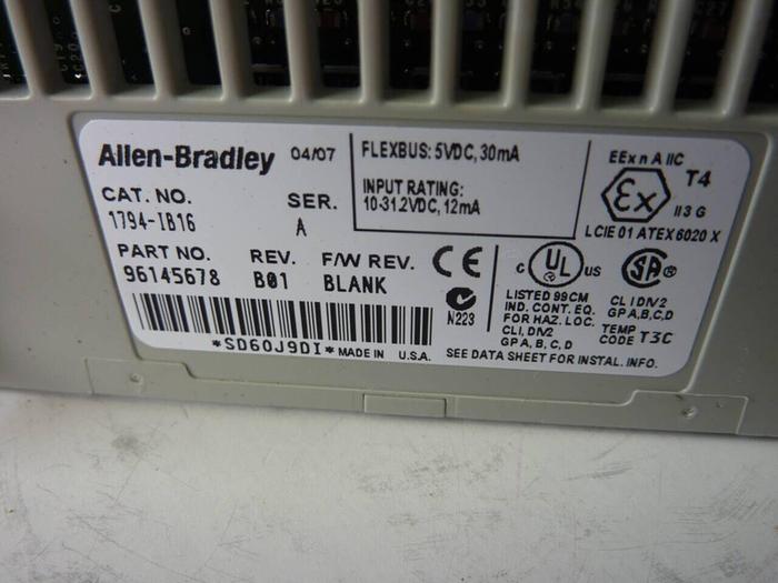 Used ALLEN BRADLEY Input Module 1794-IB16 SER A #50505