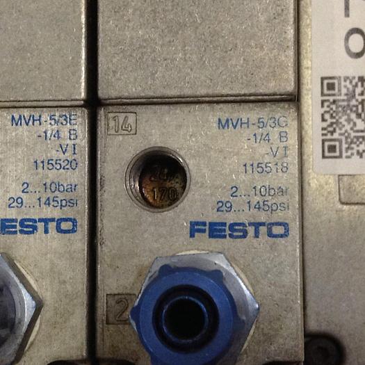 Used FESTO Manifold w/ Valves IIFB-02-1/4-8 Used
