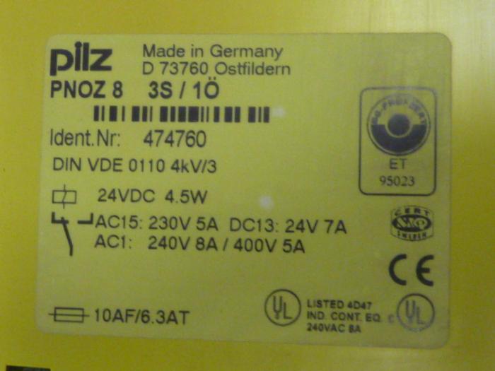 Used PILZ Safety Relay PNOZ83S/1O #49054