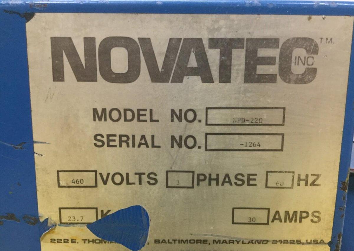Used NOVATEC 220 CFM Desiccant Dryer NPD-220 USED 