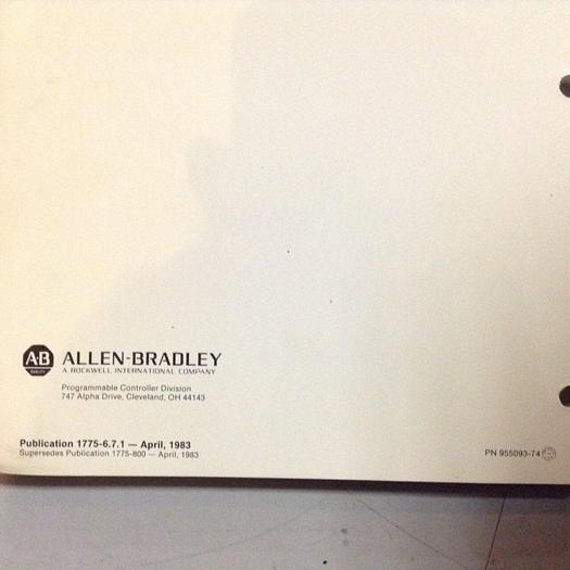 Used ALLEN BRADLEY Installation & Operation Manual 1775-6.7.1 #70871