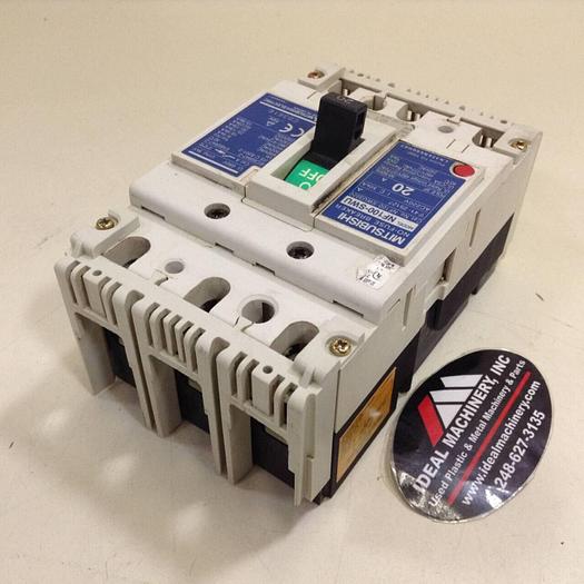 Used MITSUBISHI 20 Amp No-Fuse Breaker NF100-SWU3020 #74472