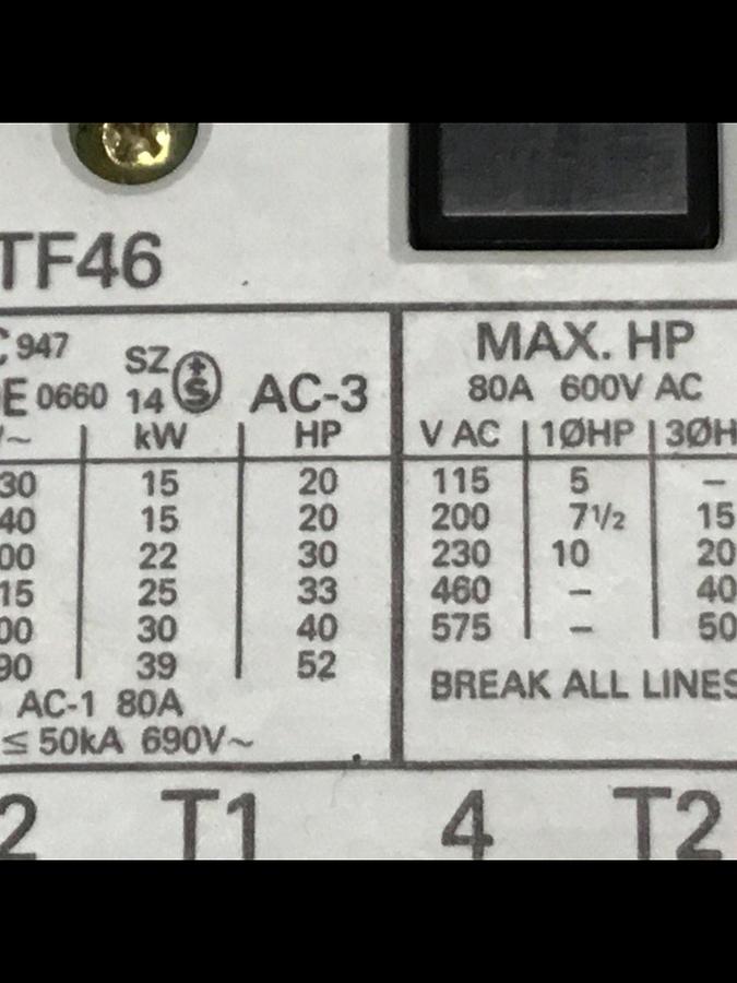 Used SIEMENS Contactor 3TF4622-OAK6 USED