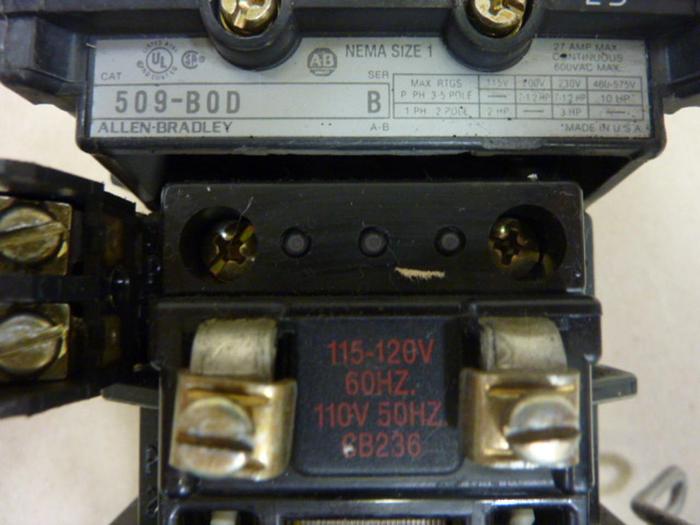 Used ALLEN BRADLEY Starter Size 1 509-BOD SER B W22 #47124