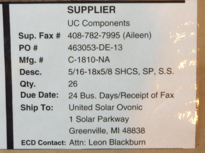 U-C COMPONENTS Socket Head Cap Screw C-1810-NA #41230 DNL SCRAPPED