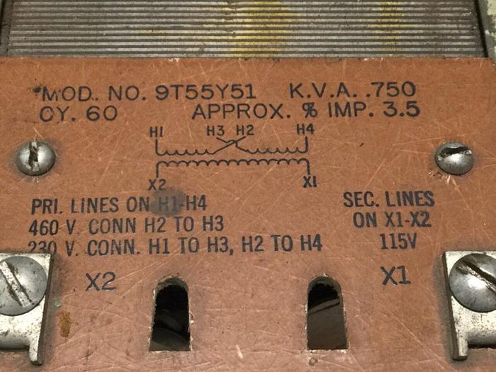Used GENERAL ELECTRIC / GE .750 kVA Transformer 9T55Y51 #109569