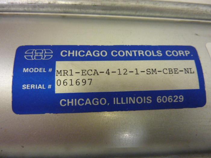 Used CHICAGO CONTROLS Pneumatic Cylinder MR1-ECA-4-12-1-SM-CBE-NL #64175