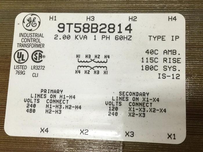 Used GENERAL ELECTRIC 2.00 kVA Transformer 9T58B2814 #112094