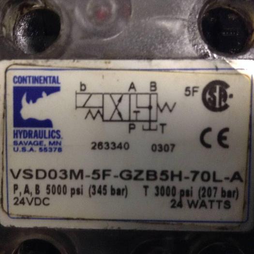 Used CONTINENTAL HYDRAULICS Lock-Out Valve VS100L-1H-GZ3B5H-70L-B #88214