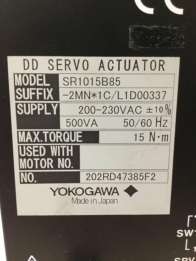 Used YOKOGAWA DD Servo Actuator SR1015B85-2MN1C/L1D00337 #99796