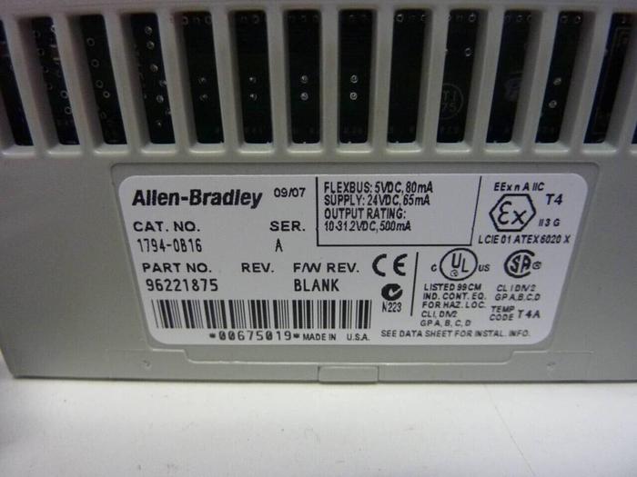 Used ALLEN BRADLEY I/O Module 1794-OB16 SER A #49464