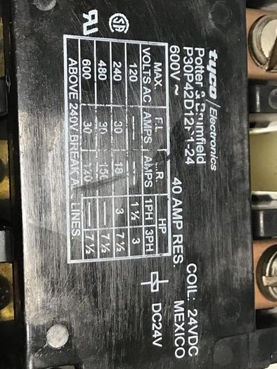 Used POTTER & BRUMFIELD Contactor P30P42D12P1-24 #119180