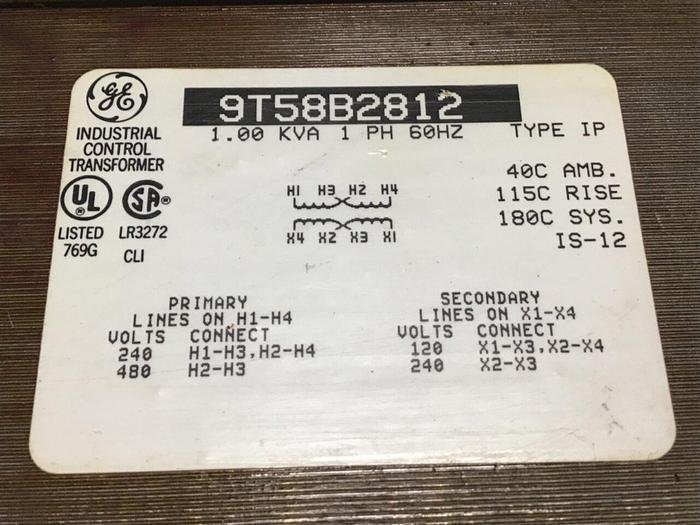 Used GENERAL ELECTRIC / GE 1.00 kVA Transformer 9T58B2812 Used