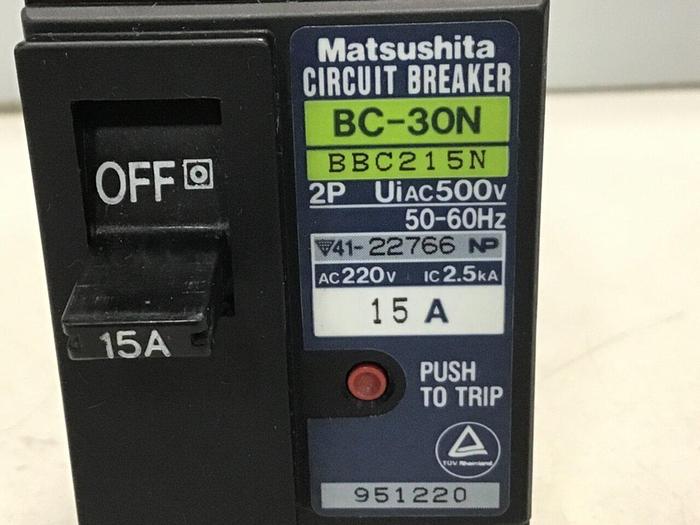 Used MITSUBISHI 15 Amp Circuit Breaker BC-30N-15-2P #119796