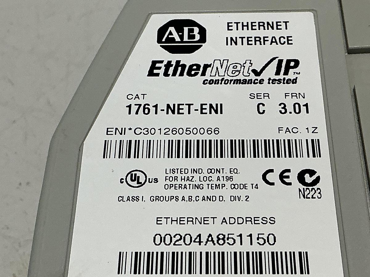 Used ALLEN BRADLEY 1761-NET-ENI SER C