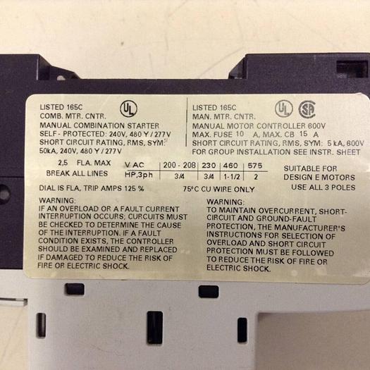 Used SIEMENS Manual Starter 3RV1011-1CA10 #75651