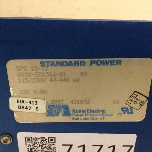 Used ACME ELECTRIC Power Suppply SPS 15-12 #71717
