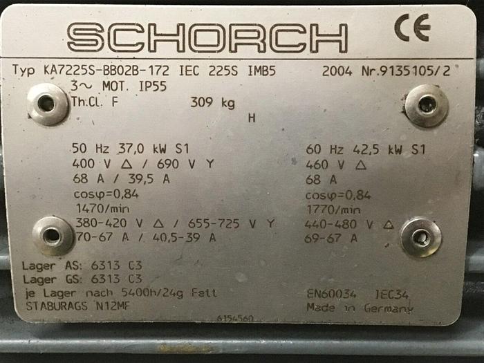 Used SCHORCH 57 HP Motor KA7225S-BB02B-172 Used