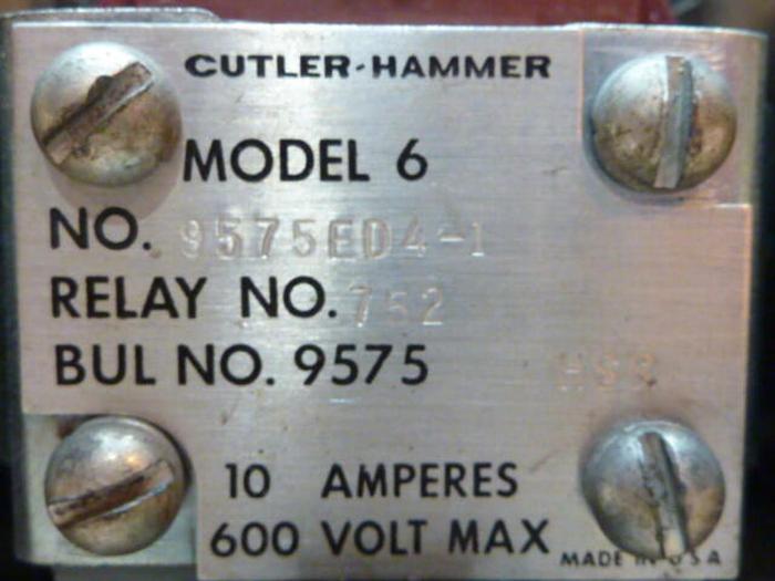 Used CUTLER HAMMER Motor Starter 9575ED4-1 #27808
