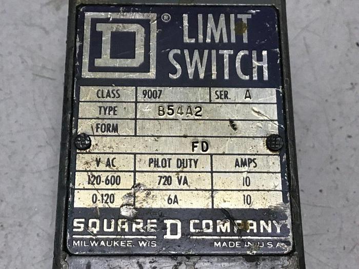 Used SQUARE D Limit Switch 9007-B54A2 #122028