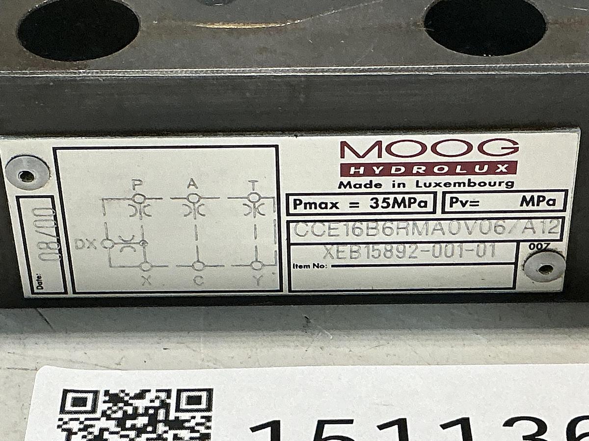 Used MOOG HYDROLUX CCE16B6RMA0V06/A12